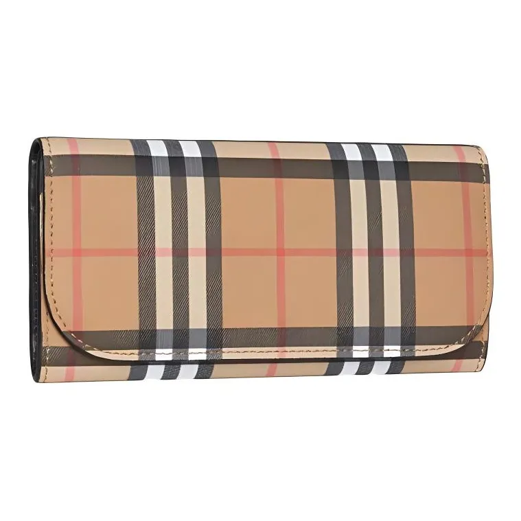 Burberry Cow Leather Card Holder Wallet Women's Beige-1