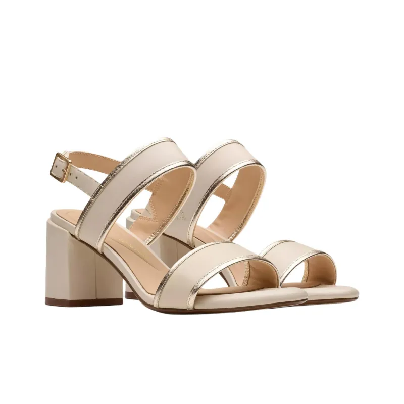 Clarks Ezoria Sling Strap Sandals 7cm Women's Beige-2