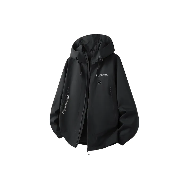 Feiyue Water-Resistant Windproof Warm Cold-Resistant Windbreaker Jacket Unisex Black-0