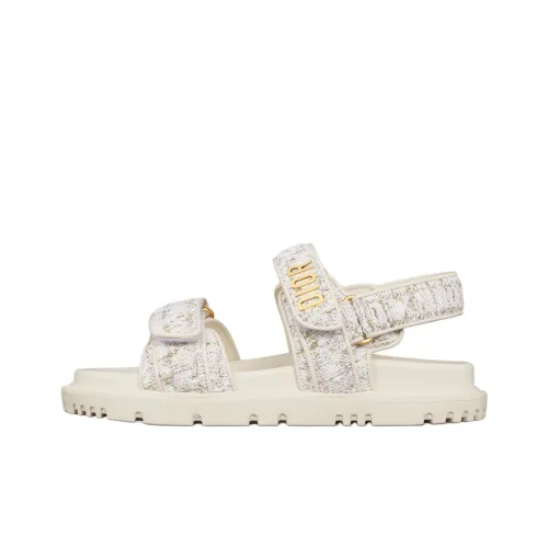 DIOR DiorAct Sheepskin Strap Sandals Women's White