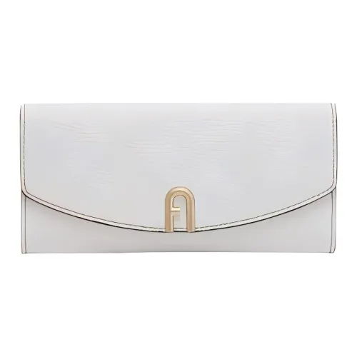 Furla Primula Grained Leather Wallet Large Size Women's Marshmallow White