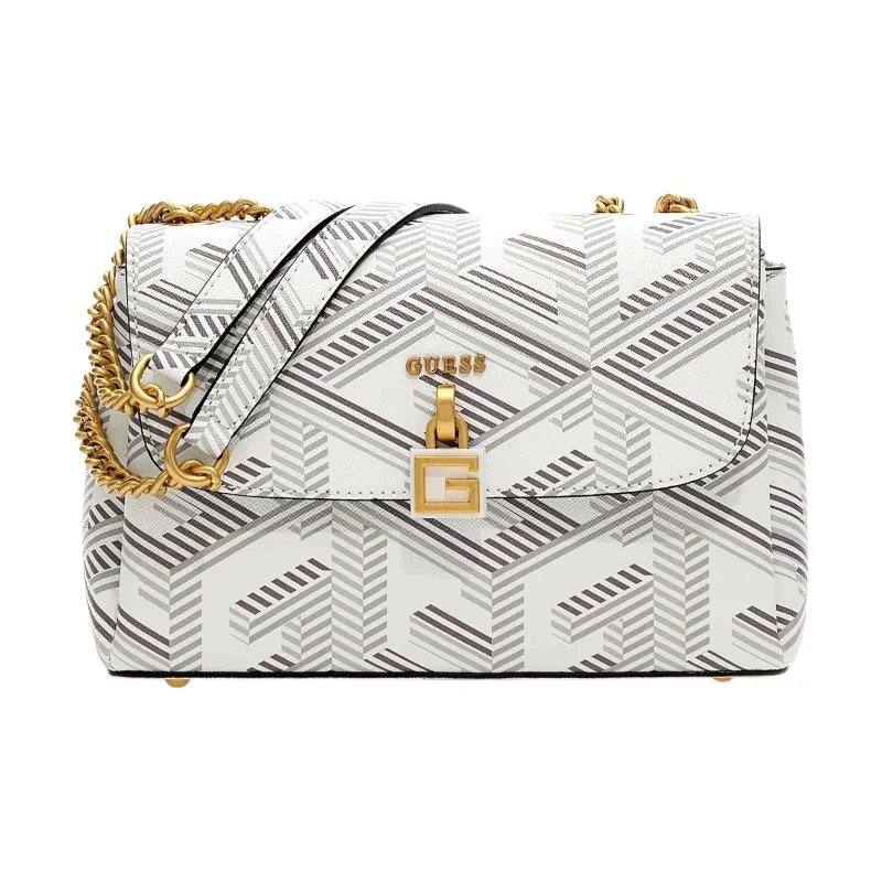 GUESS Artificial Leather Shoulder Bag Crossbody Bag Women's Gray White-1