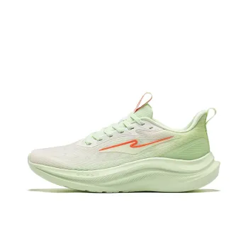 Erke Breathable Lightweight Rebound Low Top Sprint Running Shoes Men's Microcrystal White Fluorescent Sprig Green