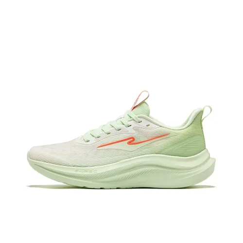 Erke Breathable Lightweight Rebound Low Top Sprint Running Shoes Men's Microcrystal White Fluorescent Sprig Green