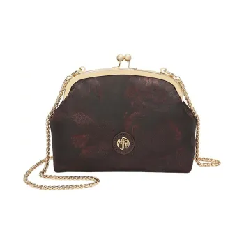 Ancient Yi Xi Silk Shoulder Bag Trumpets Women's Dark Red Brown