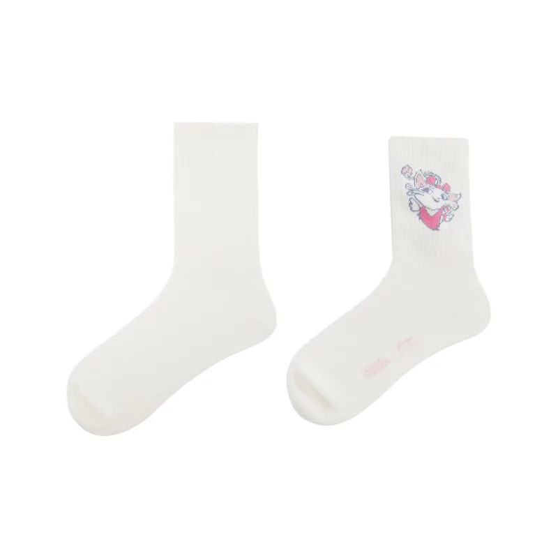 LiNing Sports Life Collection Mid Calf Socks Unisex 1 Pack White-3