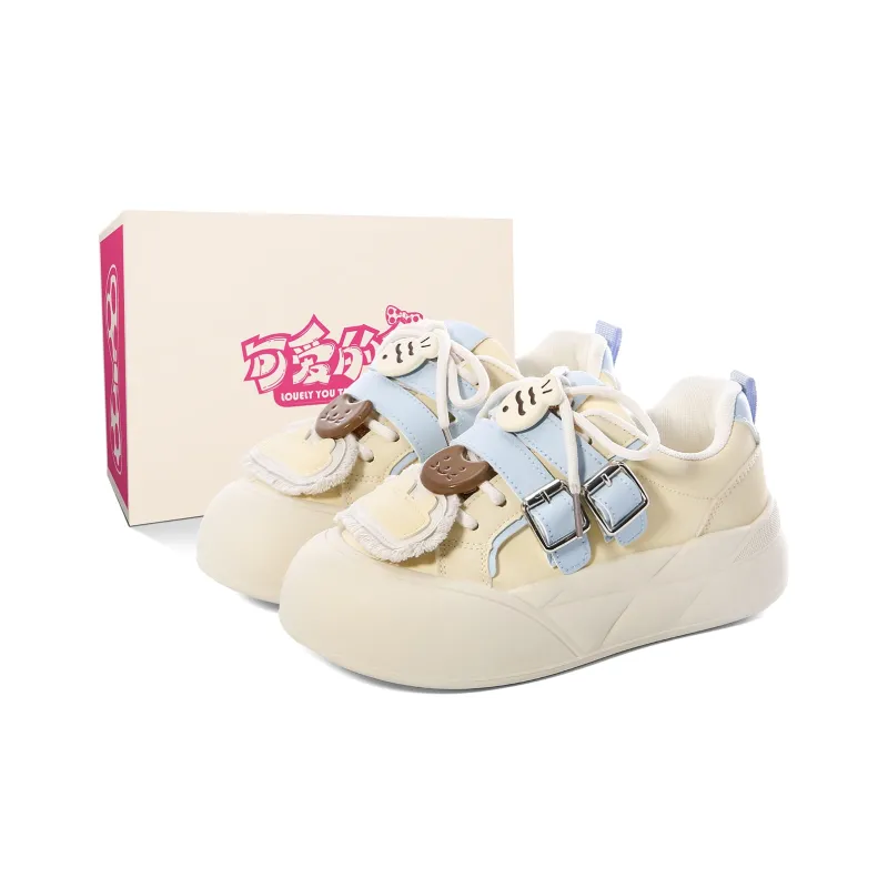 Lovely You Wear-resistant And Lightweight Low-Top Skateboard Shoes Women's Yellow Blue-0