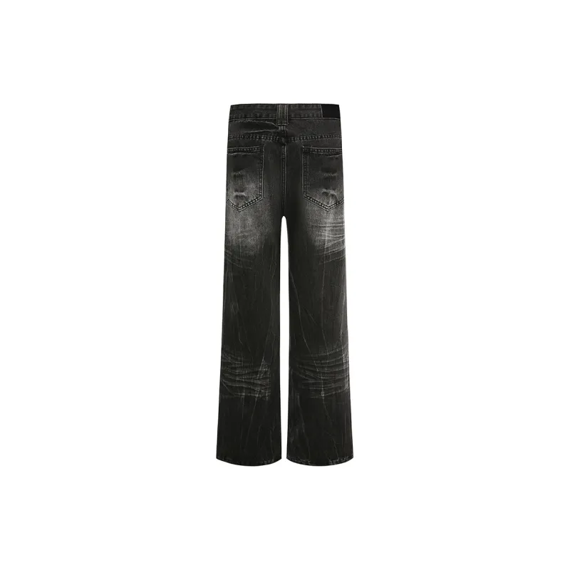 COOLALPACA Loose Fit Straight Fit Jeans Unisex Black Gray-1