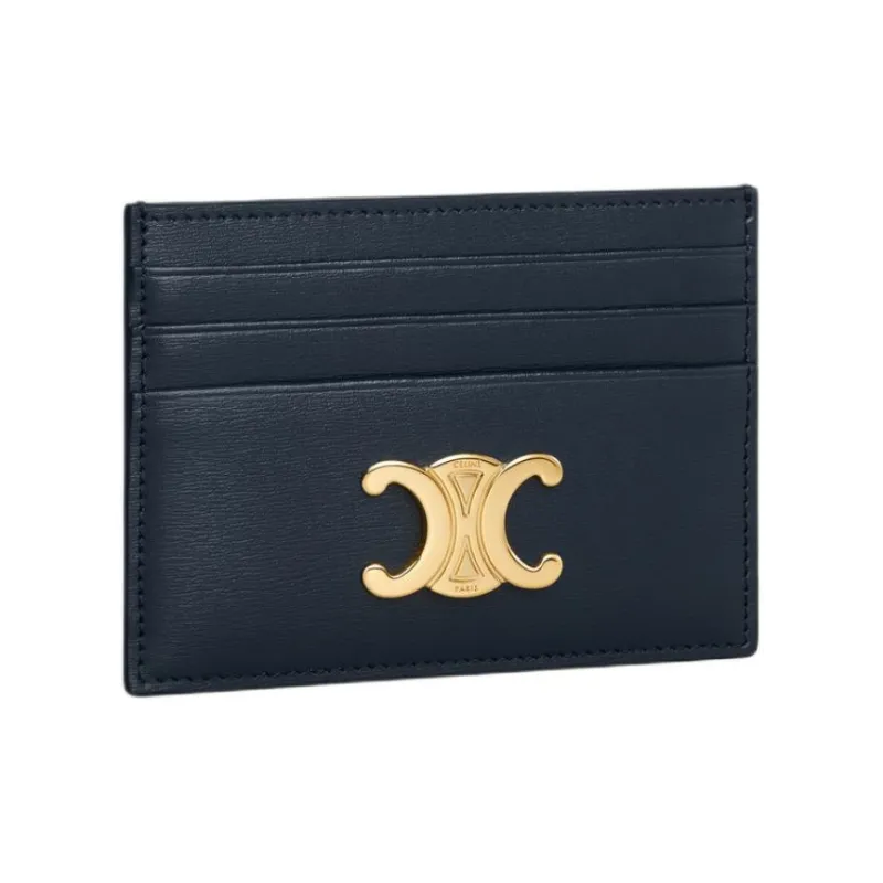 CELINE Triomphe Calfskin Card Holder Women's Marine Blue-1