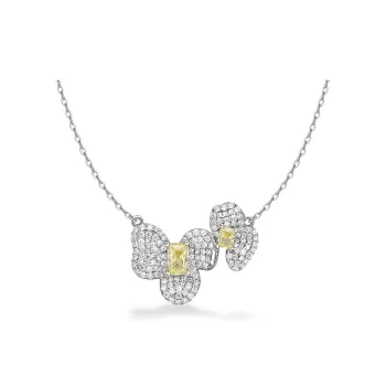 HEFANG All Things Spiritual Collection 925 Sterling Silver Square Sugar Lily Collarbone Chain Women's