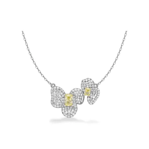 HEFANG All Things Spiritual Collection 925 Sterling Silver Square Sugar Lily Collarbone Chain Women's