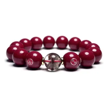 MOUNTAINS AND MANS Cinnabar New Chinese Style Peaceful Auspicious Beaded Bracelet Men's