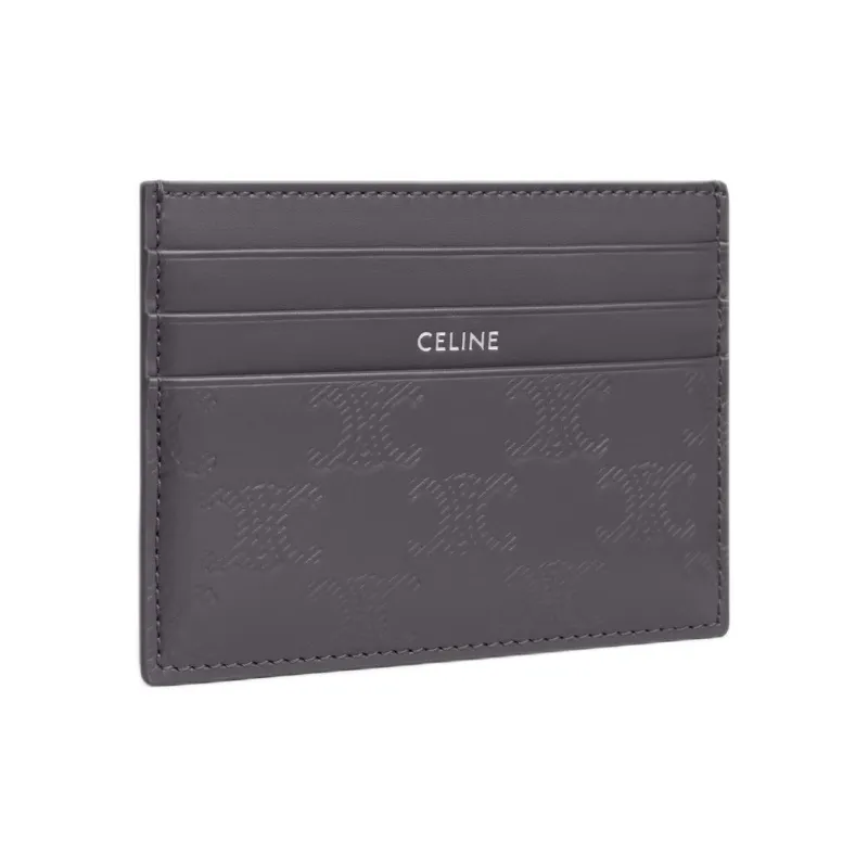 CELINE Calfskin Card Holder Large Size Men's Anthracite-1