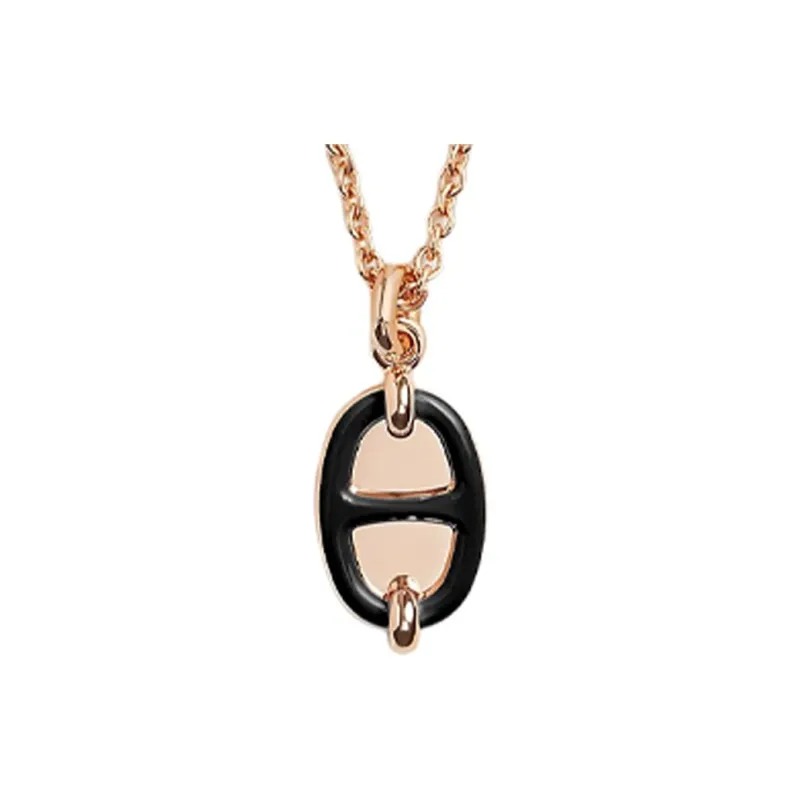 HERMES Metal Necklaces Women's Black-2