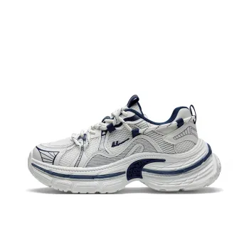Warrior Wear Resistant Wide Coverage Lightweight Low Top Chunky Sneakers Unisex Beige Blue