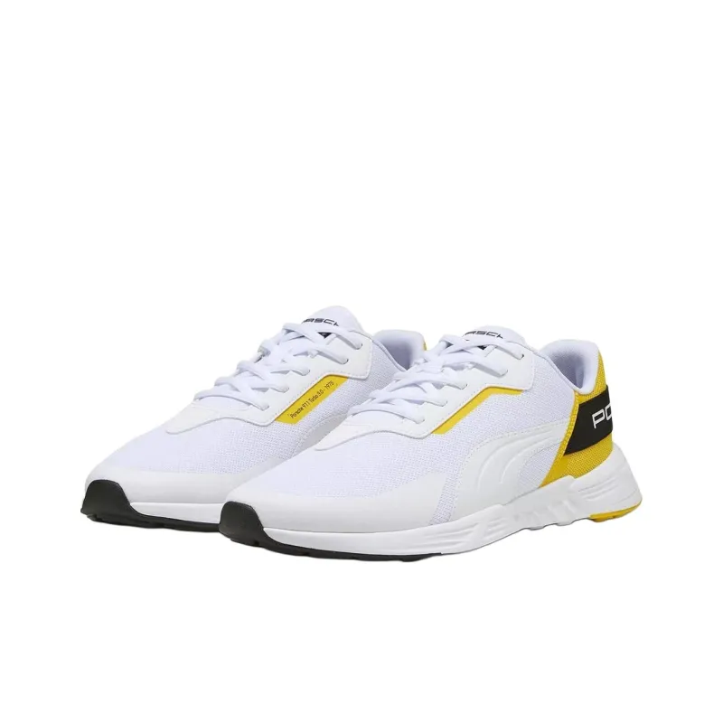 PUMA Porsche Anti Slip Wear Resistant Low Top Casual Running Shoes Men's White Yellow-2