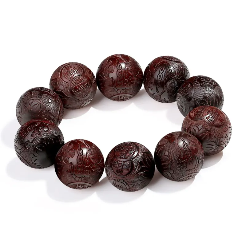 PUTUOSHANWENCHUANG Small Leaf Red Sandalwood Bracelets Unisex-7