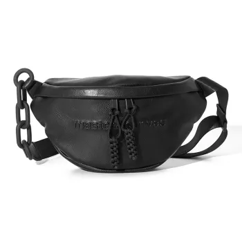 MASTER CANVAS Leather Crossbody Bags Fanny Pack Sling Bags Regular Unisex Black