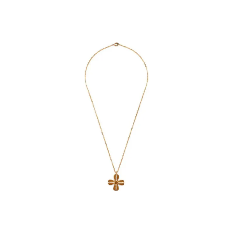 CHANEL 2001 Clover Rhinestone Necklace-0