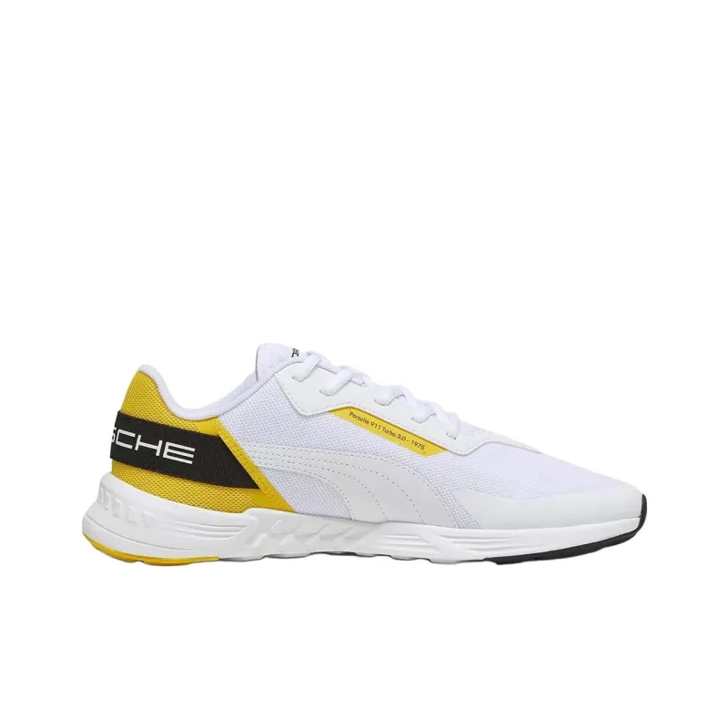 PUMA Porsche Anti Slip Wear Resistant Low Top Casual Running Shoes Men's White Yellow-1