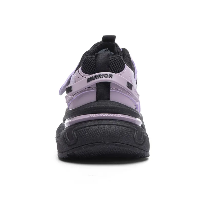 Warrior Wear Resistant Height Increasing Coverage Low Top Chunky Sneakers Women's Black Purple-4