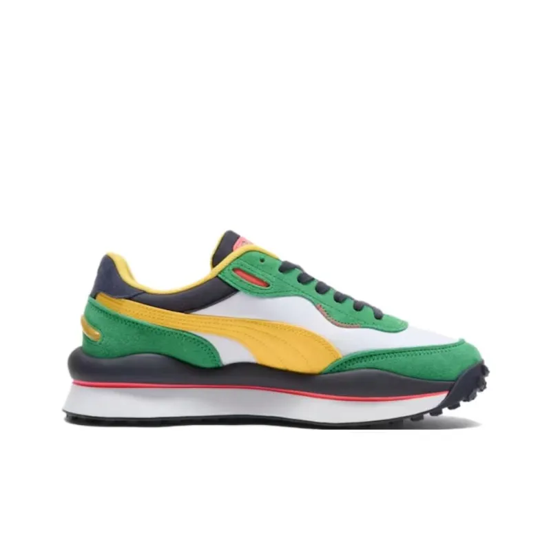 PUMA Style Rider Anti Slip Wear Resistant Low Top Casual Shoes Men's Green Yellow-1