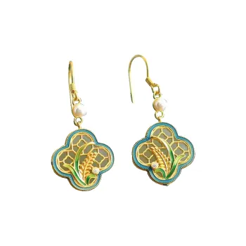 Gifts Hetian Jade Earrings Pale Greenish White Jade Women's