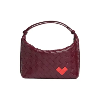 Bottega Veneta Wallace Cow Leather Handbag Women's Barolo Burgundy & Glossy Red