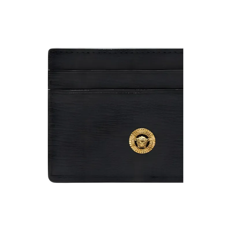 FANSIZHE MEDUSA BIGGIE Series Goatskin Card Holder Regular Men's Black & Gold-3