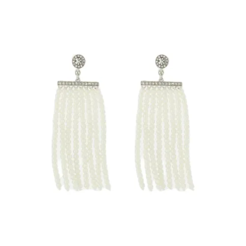 KENNETH JAY LANE Zinc Alloy Rhodium-Plated Glass Artificial Pearl Earrings Women's White