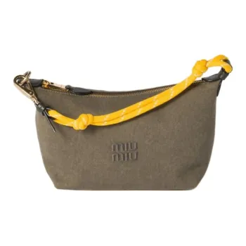 MIU MIU Fabric Handbag Regular Women's Olive Green & Yellow