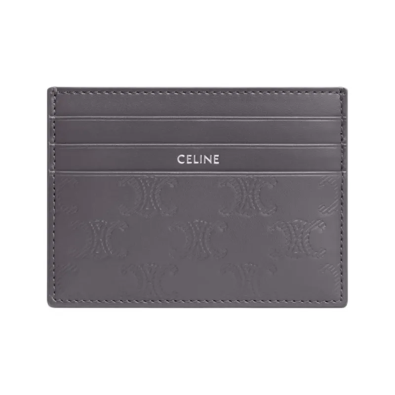 CELINE Calfskin Card Holder Large Size Men's Anthracite-0