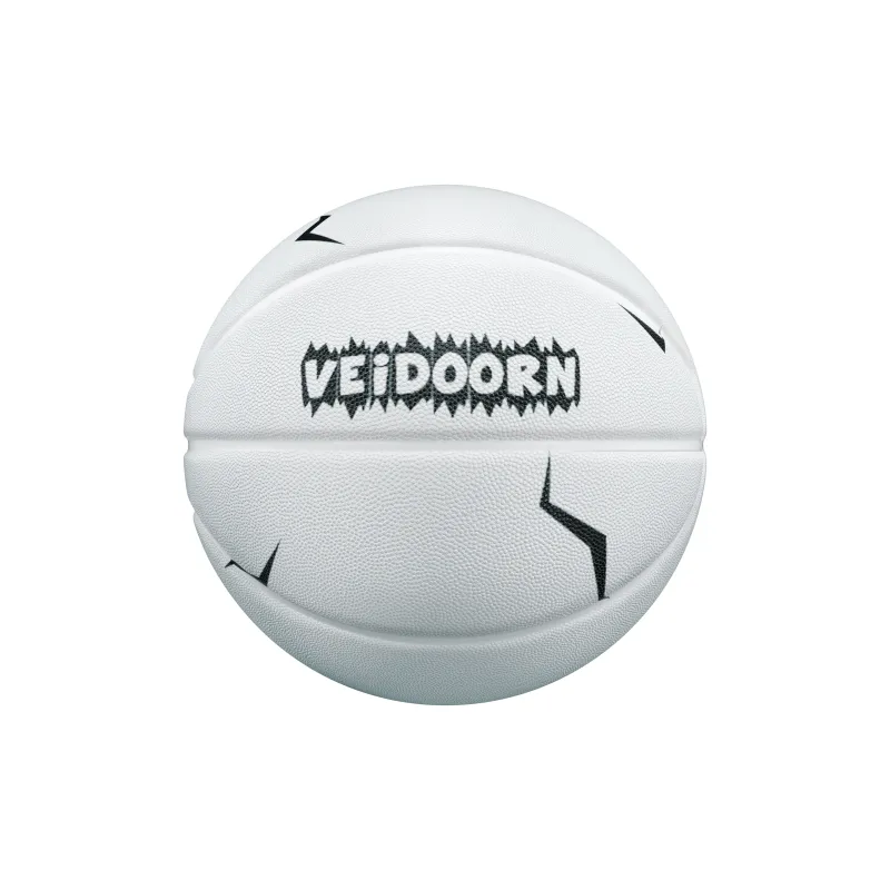 VEIDOORN Rubber Basketball White Gray Size 7 Street Training-18