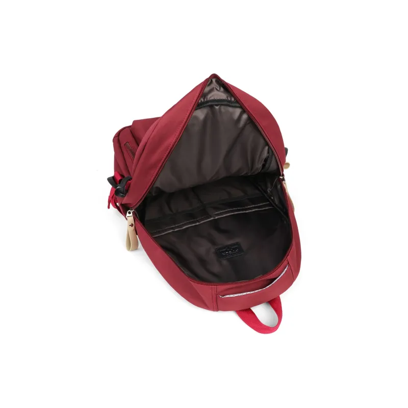 PT'SON Fabric Backpack Regular Unisex White/Red/Black-5