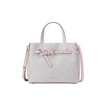 MICHAEL KORS Emilla Artificial Leather Crossbody Bag, Handbag Large Size Women's Vanilla White/Light Pink
