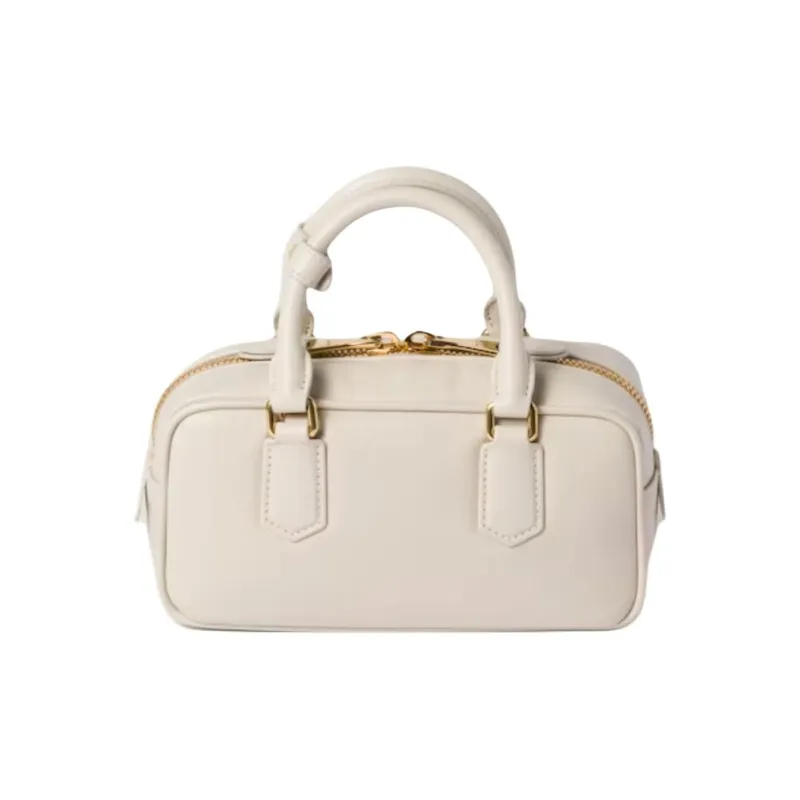 MIU MIU Arcadie Series Leather Boston Bag, Shoulder Bag, Crossbody Bag, Handbag Women's Chalk White-2