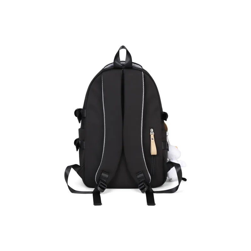 PT'SON Fabric Backpack Regular Unisex White/Red/Black-15