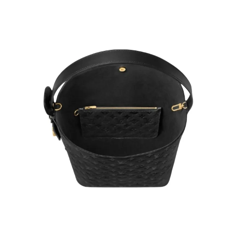 LOUIS VUITTON Embossed Grain Cow Leather Bucket Bag, Handbag, Shoulder Bag Tubas Women's Black-3