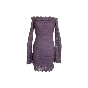 KUNZHUDAXIANG Long Sleeved Dress Women's Purple