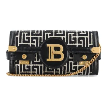 BALMAIN B BUZZ Fabric Handheld Shoulder Bag Women's Black