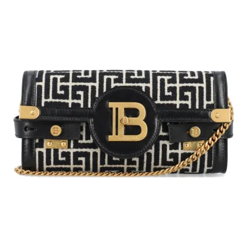 BALMAIN B BUZZ Fabric Handheld Shoulder Bag Women's Black
