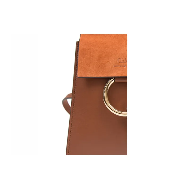 Chloe Faye Leather Shoulder Bag Small Size Women's Tobacco-3