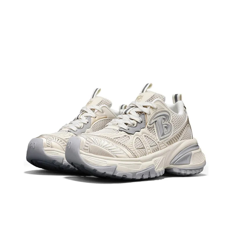 NFL Baltimore Ravens Height Increasing Wear-Resistant Breathable Slip-Resistant Low-Top Chunky Sneakers Unisex Beige-2