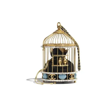 CHANEL Lambskin Limited Edition Bird Cage Bag Evening Clutch Bag Women's Black