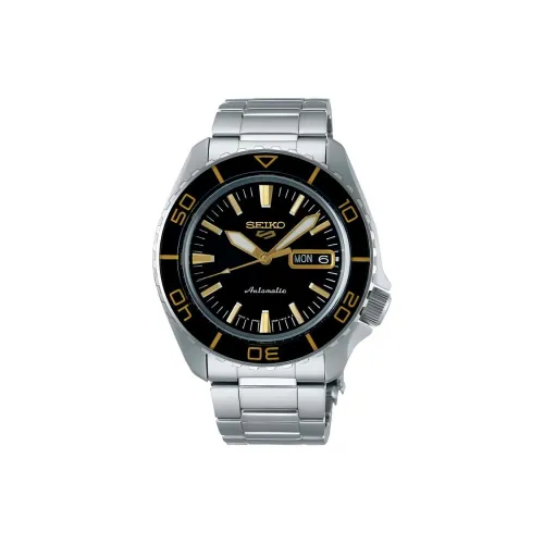 SEIKO Automatic Mechanical Movement Stainless Steel Strap Japanese / Korean Watches 42.5mm Men's Watches Black Dial