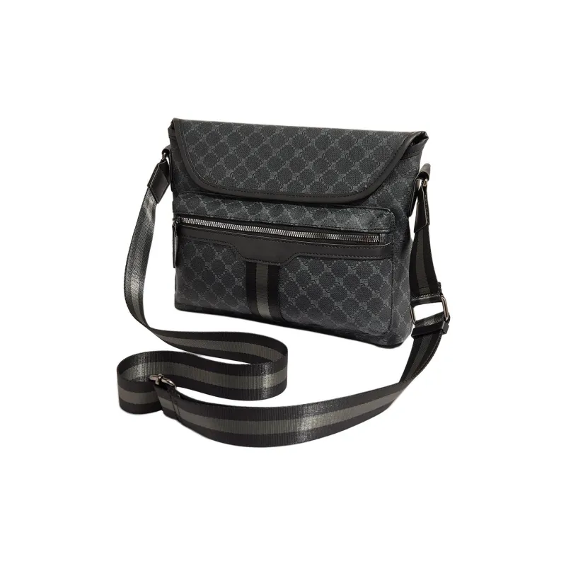 Old Man's Head Synthetic Leather Messenger Bag Shoulder Bag Crossbody Bag Regular Men's Blue Black-2