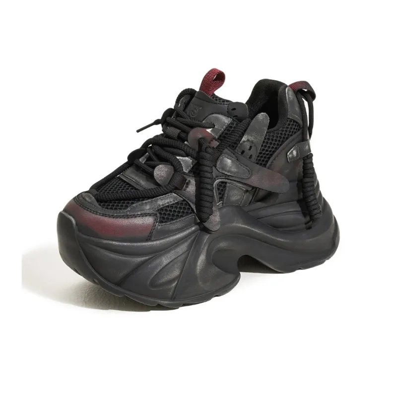 Milan Love Song Cushioned Wear Resistant Height Increasing Low Top Chunky Sneakers Women's-6