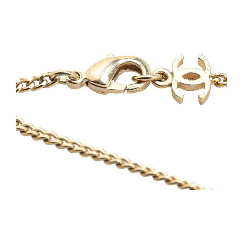 CHANEL 2016 Plated Cc Crystal Pendant Necklace Costume Necklace-2