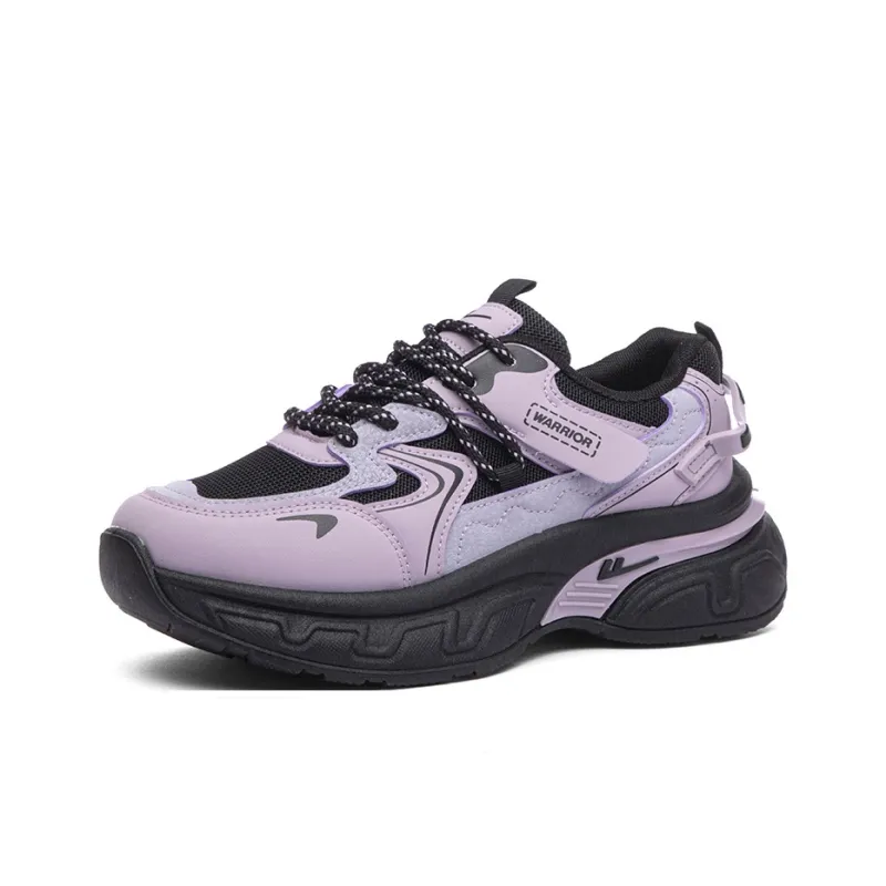 Warrior Wear Resistant Height Increasing Coverage Low Top Chunky Sneakers Women's Black Purple-1