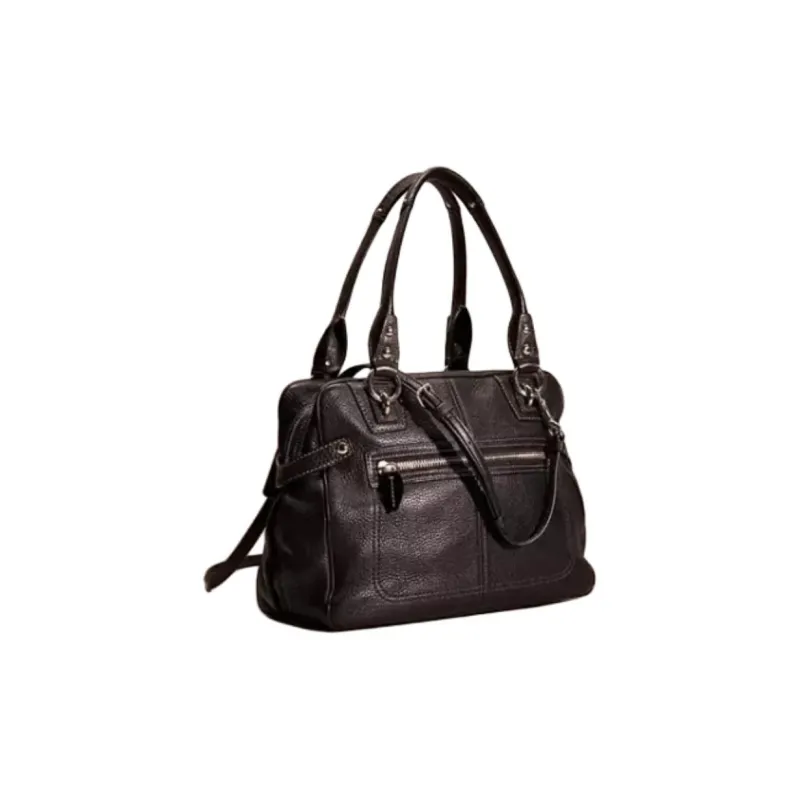 COACH Vintage Leather Briefcase, Handbag, Shoulder Bag Tubas Women's Silver & Black-1